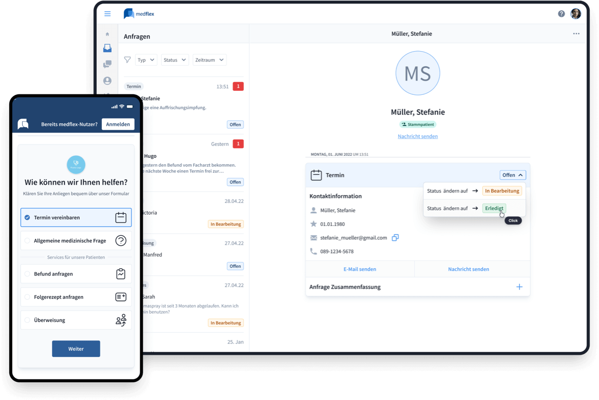 medflex auf Desktop und Smartphone