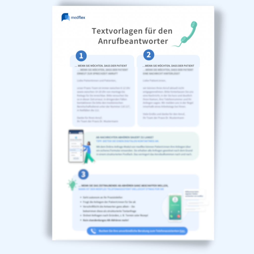 Textvorlagen für Ihren AB in Praxis und MVZ medflex.de